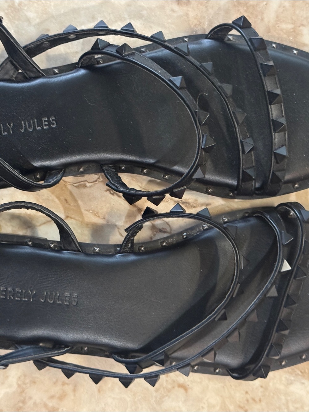Sincerely Jules Black Studded Strappy Sandals